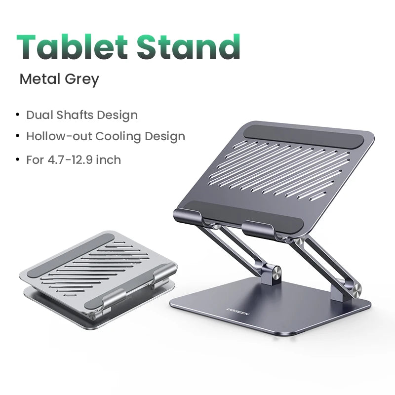 Aluminum Phone & Tablet Desk Stand - Adjustable Foldable Holder for iPhone iPad Galaxy, Anti-Slip Premium Aluminum, Ergonomic Tech Stand
