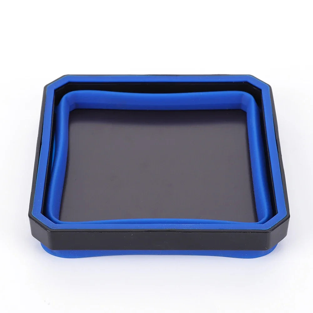 Magnetic Parts Tray Set — Heavy Duty, Stainless Steel, Rubber Base, Flexible, Anti-Scratch, Strong Magnet