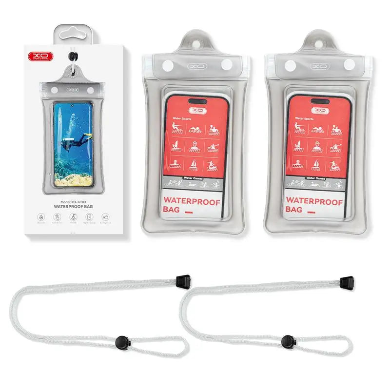 Waterproof Phone Pouch — 2-Pack, Submersible, Underwater, Swimming, Beach, Pool, Kayaking