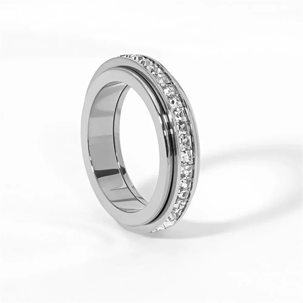 Anxiety Ring — Titanium, Fidget Spinner, Stress Relief, Discreet, Anti-Anxiety