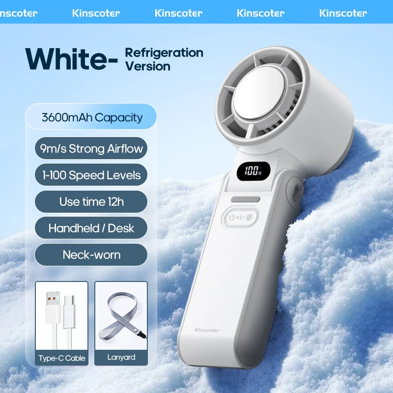 Handheld Turbo Fan — Portable, Rechargeable, Cordless, Personal, Mini, Quiet