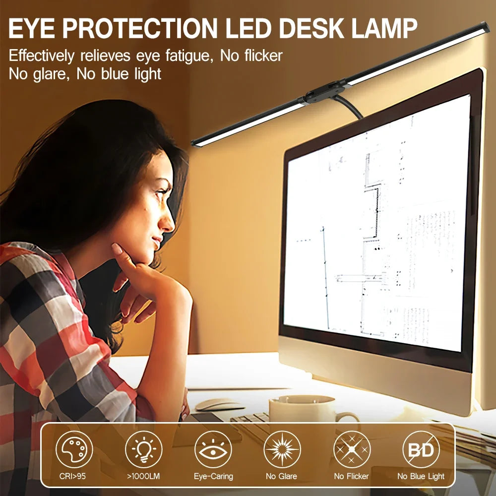 LED Monitor Lamp — Dual Head, Dimmable, Eye-Care, USB Powered, No Screen Glare