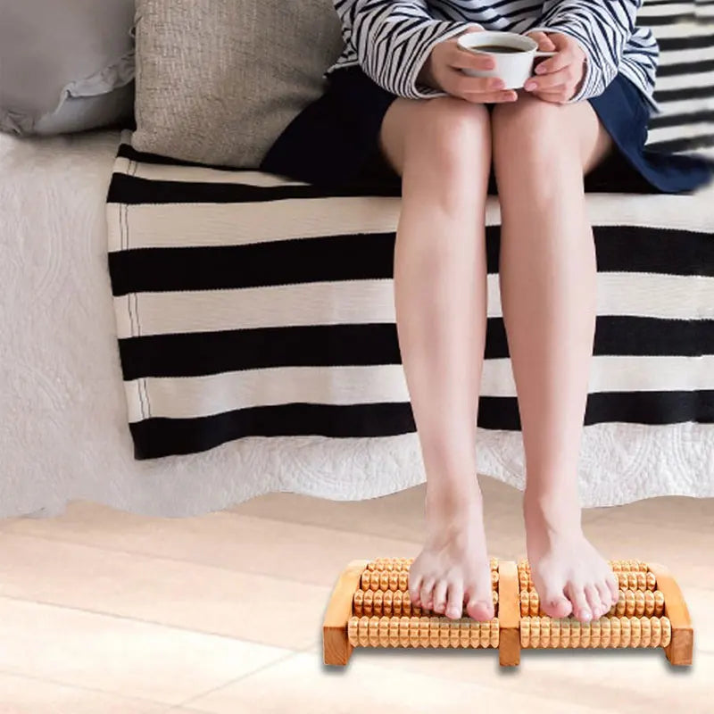 Wooden Foot Massage Roller - Reflexology Pain Relief for Plantar Fasciitis, Arch Pain, Post-Workout Recovery, Stress Relief
