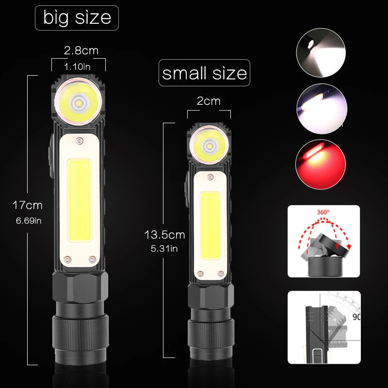 Rechargeable Work Light — 90-Degree Swivel, Magnetic Base, Portable, Cordless, Bright, Durable