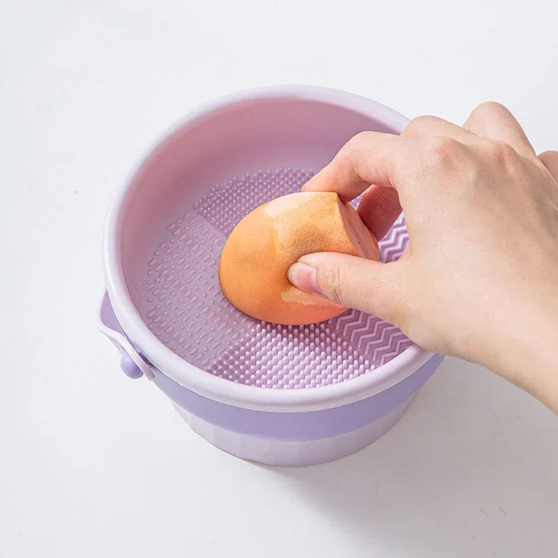 Silicone Makeup Brush Cleaning Bowl - Multi-Texture Wash Mat & Drying Stand, Deep Clean Brushes & Beauty Sponges in 60 Seconds