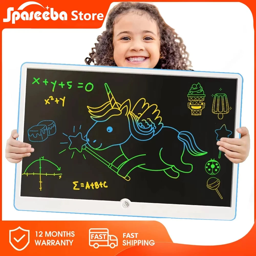 19" LCD Writing & Drawing Tablet for Kids - Educational Reusable Color Sketchpad, No Paper, Battery-Powered Art & Doodle Board