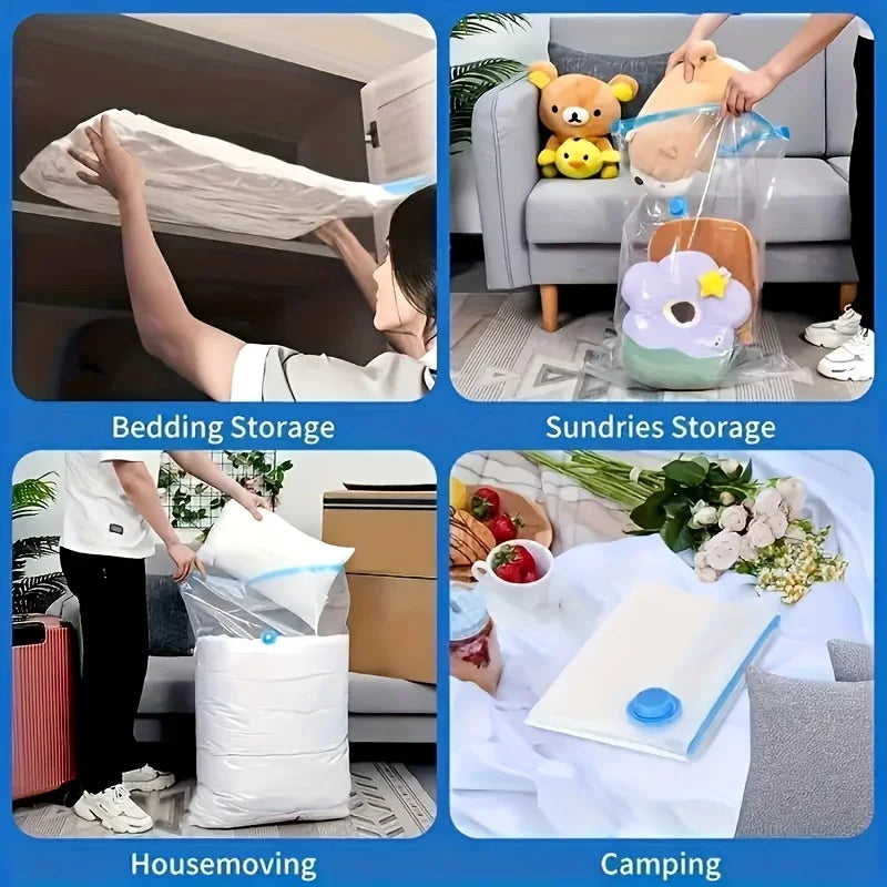 Electric Vacuum Storage Bag Kit with Mini Pump - Compress Clothes, Bedding & Travel Luggage by 75% in 60 Seconds