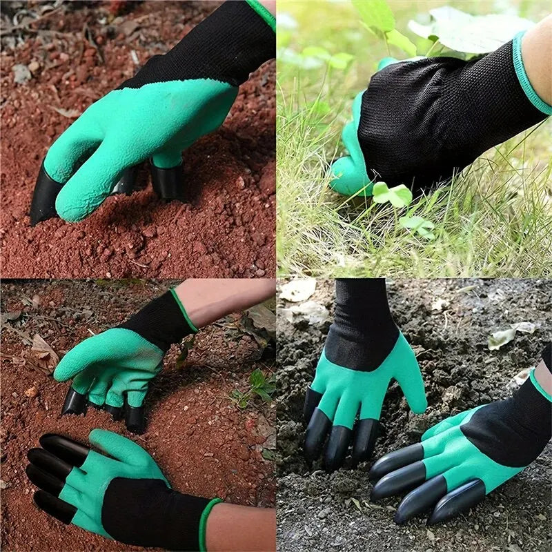 Garden Gloves with Claws - Waterproof Stab-Resistant Latex Gardening Gloves, Digging Planting Weeding, Non-Slip Grip, Unisex Outdoor Work Gloves