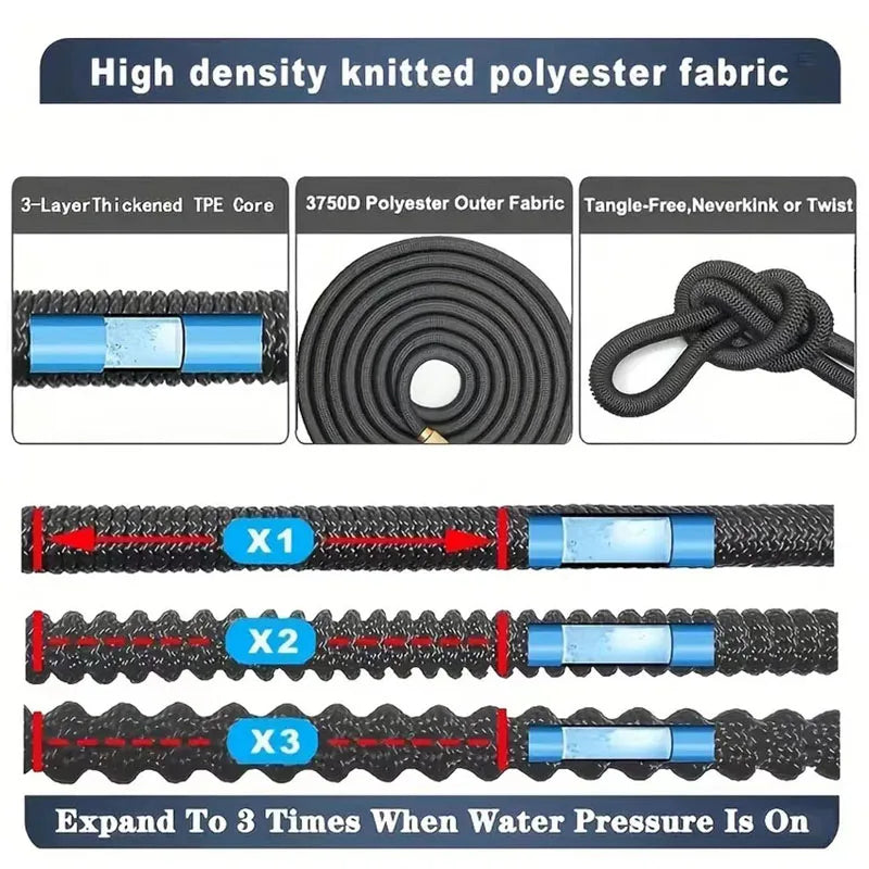 Expandable Garden Hose — Kink-Free, Lightweight, Durable, Flexible, All-Weather