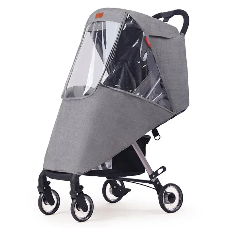 Stroller Rain Cover — Windproof & Waterproof, Universal Fit, Clear Visibility, Breathable, Easy Install