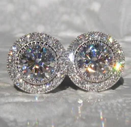 Zircon Stud Earrings — 4-Piece Set, Halo, Dainty, Hypoallergenic, Giftable
