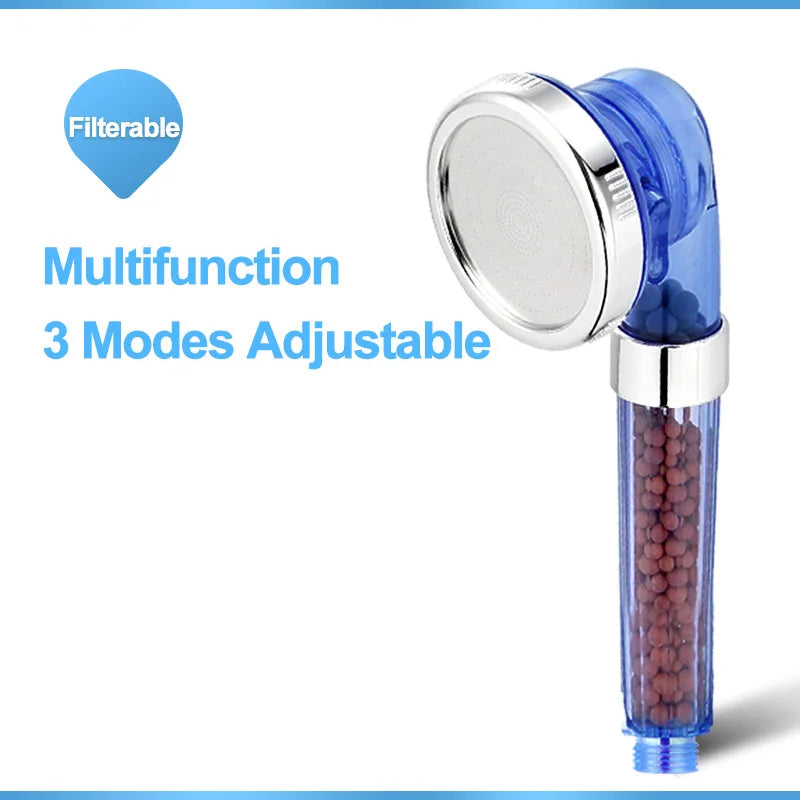 High-Pressure 3-Mode Filter Shower Head - Anion Mineral Bead Filtration, Water-Saving, Spa-Style Nozzle (Universal Fit)