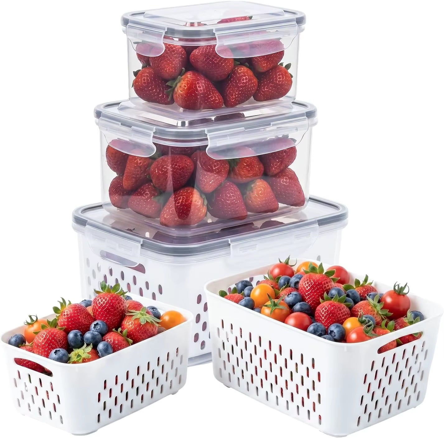 Stackable Sealed Storage Container Vegetable Filter Box Refrigerator Fruit Crisper Box