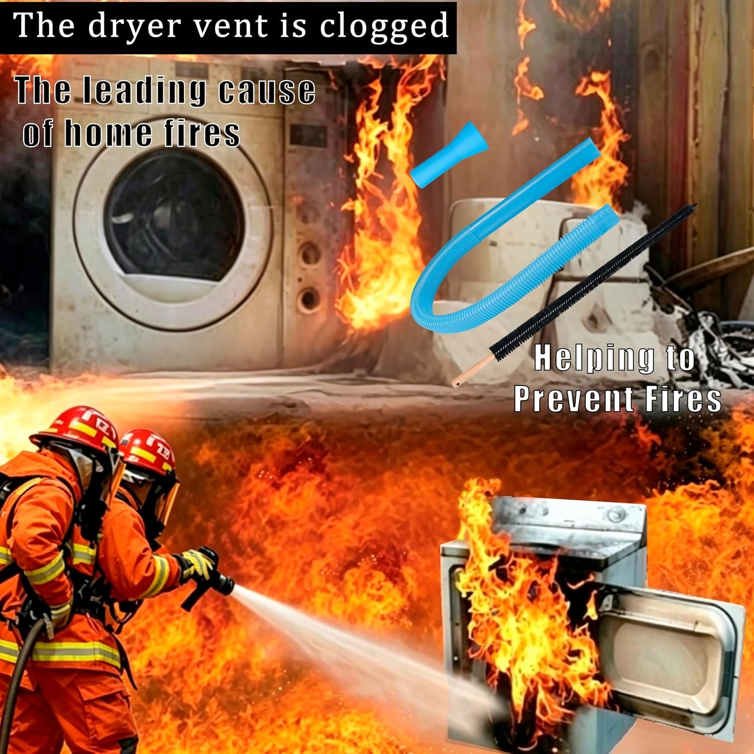 Dryer Vent Cleaner Kit Dryer Lint Cleaner Kit - Household Universal Vacuum Hose Attachment + Lint Brush for Easy Vent Cleaning, Hose Fit Most Vauum Cleaners to Improve Dryer Efficiency