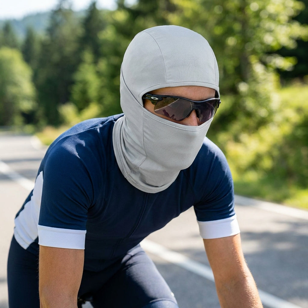 Cooling Ice-Silk Cycling Face Mask - UV Sun Protection Balaclava with Glasses Slots, Breathable Summer Bike & Hiking Headwear