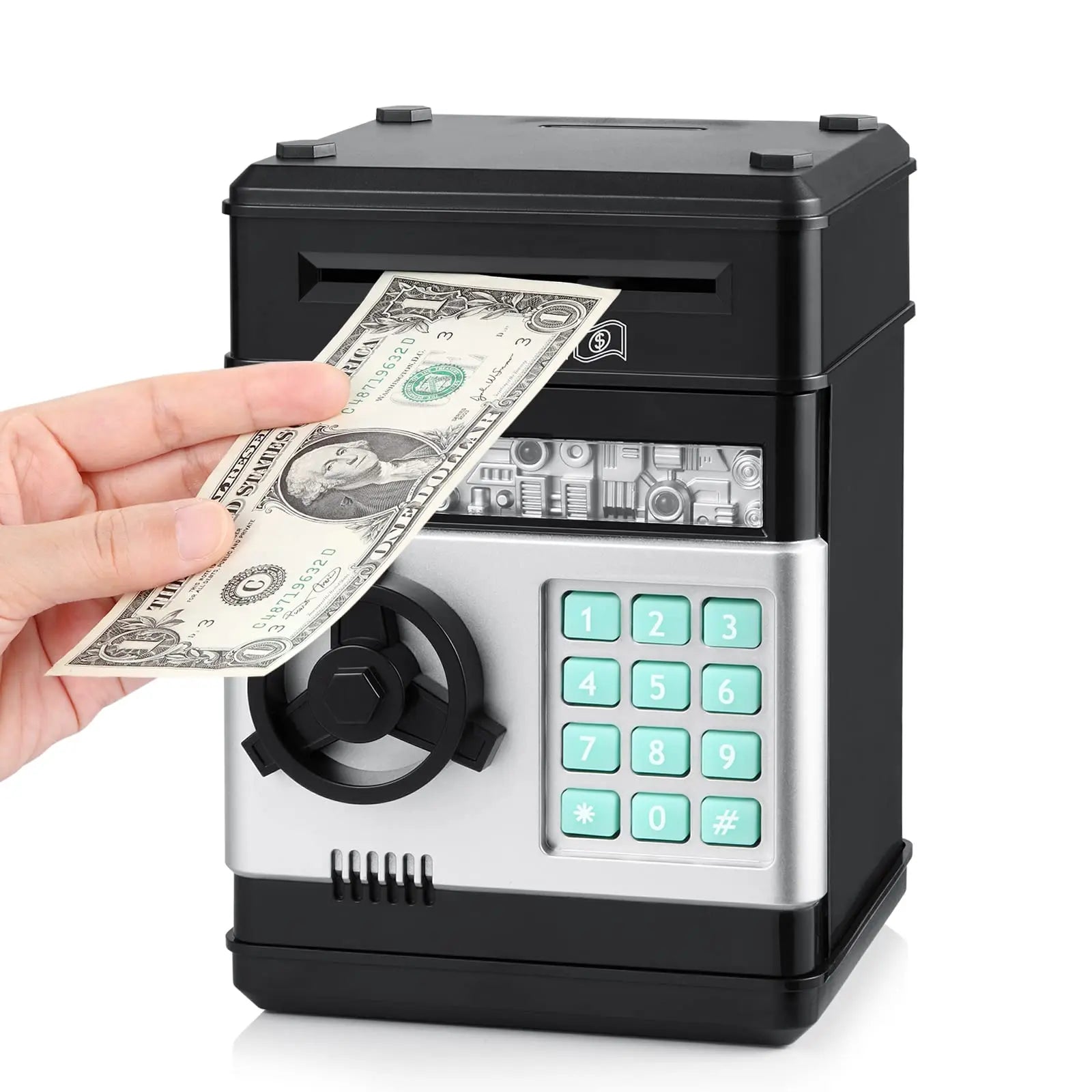 Piggy Bank for Boys Adults, Electronic ATM Coin Cash Bank with Password Code Lock and Auto Grab Bill Slot, Large Capacity Coin Bank Money Jar for Adults, Designed for All US Coins, Capacity 10000+