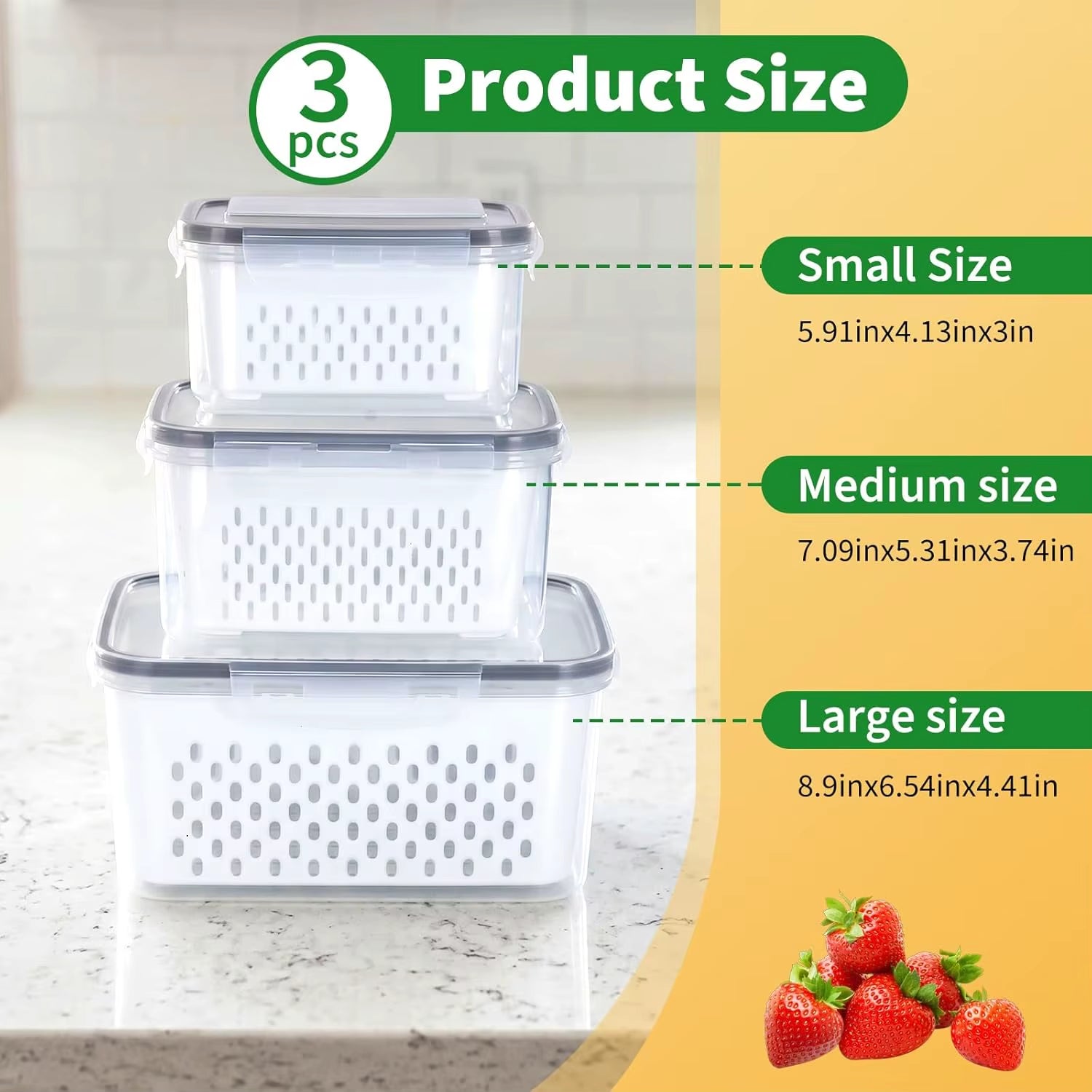 Stackable Sealed Storage Container Vegetable Filter Box Refrigerator Fruit Crisper Box