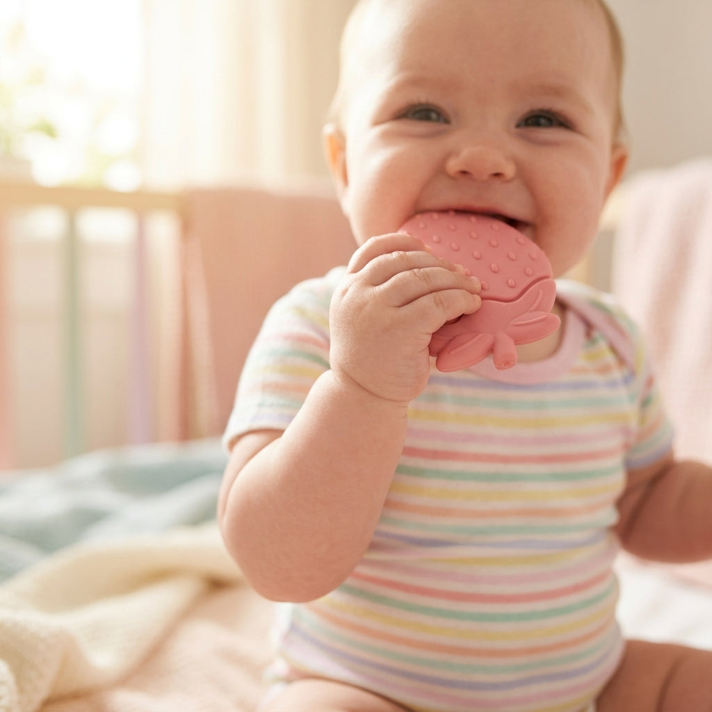 Fruit & Veggie Silicone Baby Teether - BPA-Free, Food-Grade, Sensory Texture for Sore Gums & Molar Relief (10 Cute Designs)