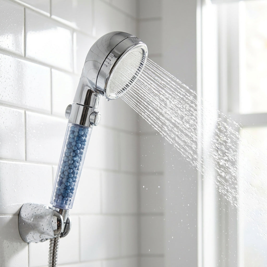 High-Pressure 3-Mode Filter Shower Head - Anion Mineral Bead Filtration, Water-Saving, Spa-Style Nozzle (Universal Fit)