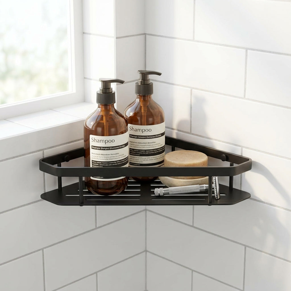304 Stainless Steel Corner Shower Shelf - No-Drill Adhesive, Rustproof, Heavy-Duty Bathroom Caddy Organizer