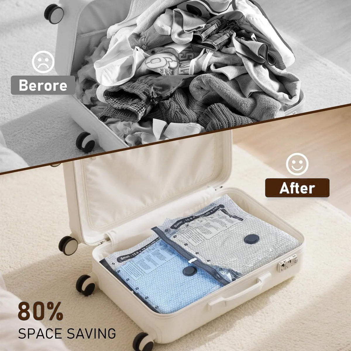 【Summer Vibes】X7 Cordless Travel Vacuum Storage Compression Bag Organiser Set with Rechargeable Air Pump (15-Pack), 3 Sizes, Powerful Air Removal, Waterproof Reusable Bags for Home Organization Travel, Carry-On Suitcases