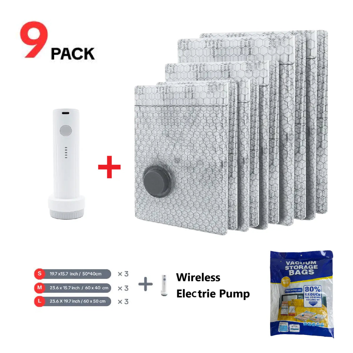 【Summer Vibes】X7 Cordless Travel Vacuum Storage Compression Bag Organiser Set with Rechargeable Air Pump (15-Pack), 3 Sizes, Powerful Air Removal, Waterproof Reusable Bags for Home Organization Travel, Carry-On Suitcases