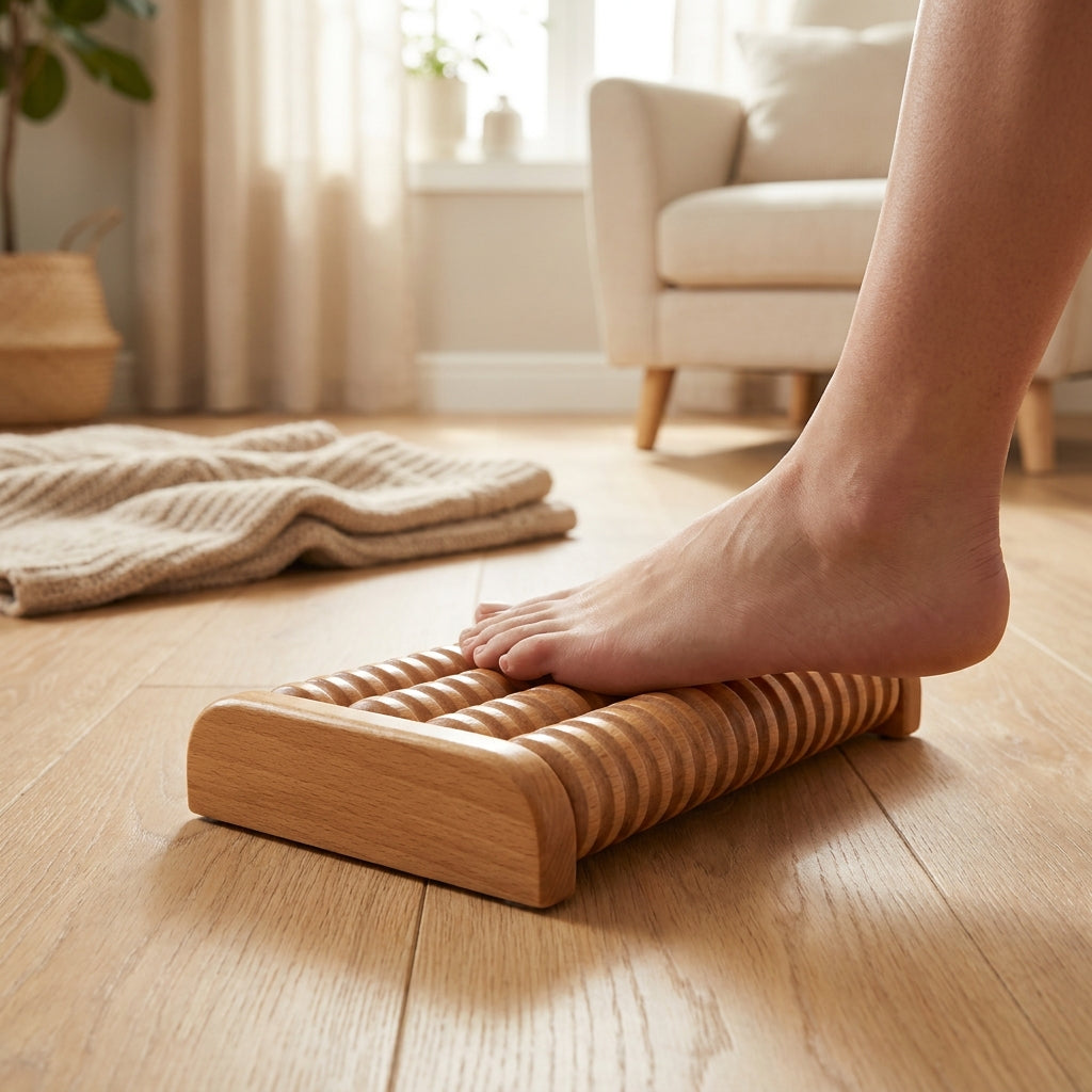 Wooden Foot Massage Roller - Reflexology Pain Relief for Plantar Fasciitis, Arch Pain, Post-Workout Recovery, Stress Relief