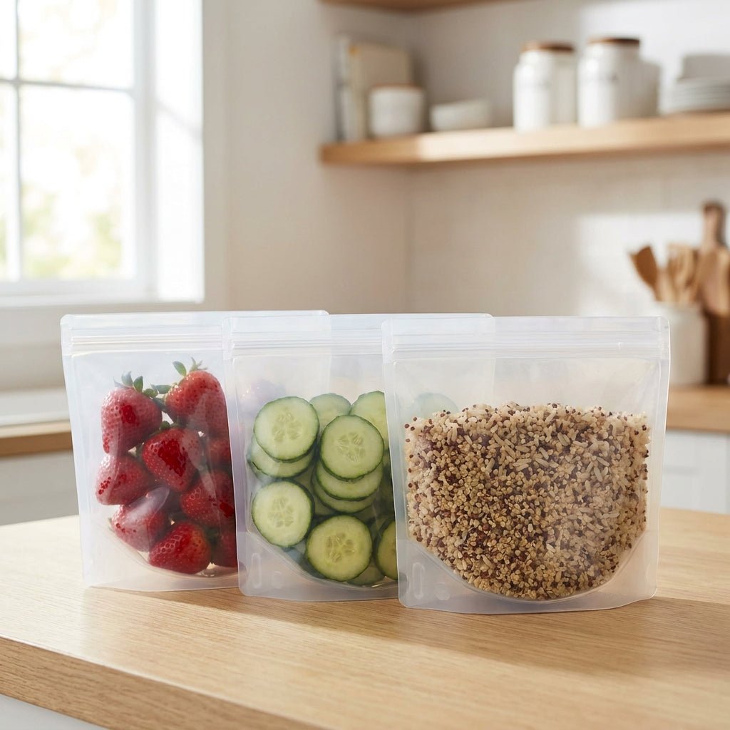 10-Piece Reusable Silicone Food Storage Bag Set - Leakproof, Stand-Up, Freezer & Microwave Safe (Plastic-Bag Replacement)