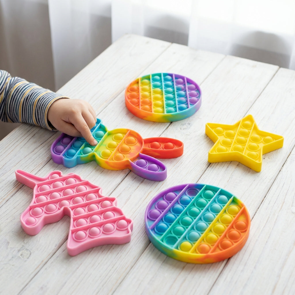 Silicone Push Pop Bubble Fidget Toy - Sensory Stress Relief Squeeze Toy, 34 Cute Shapes, Anti-Anxiety Calming Toy for Kids & Adults