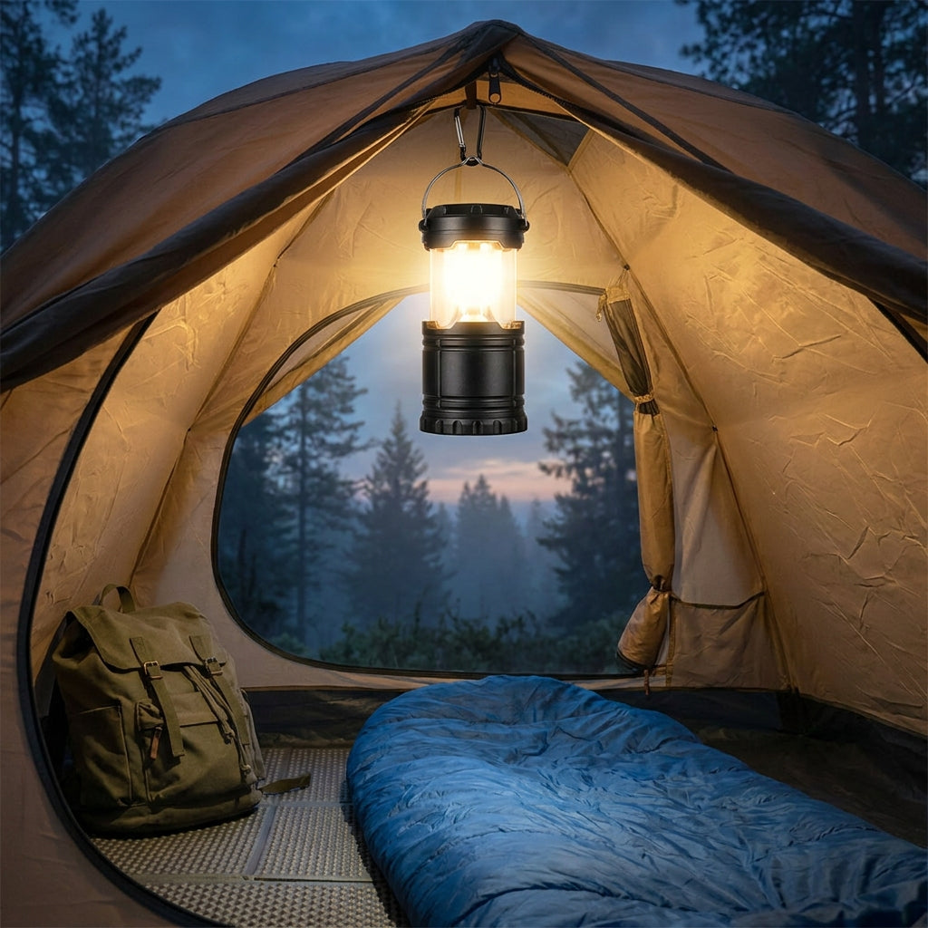 USB Rechargeable LED Camping Lantern - 1800mAh Hanging Tent Light, Power Bank, Emergency, Hiking & Outdoor Work Light