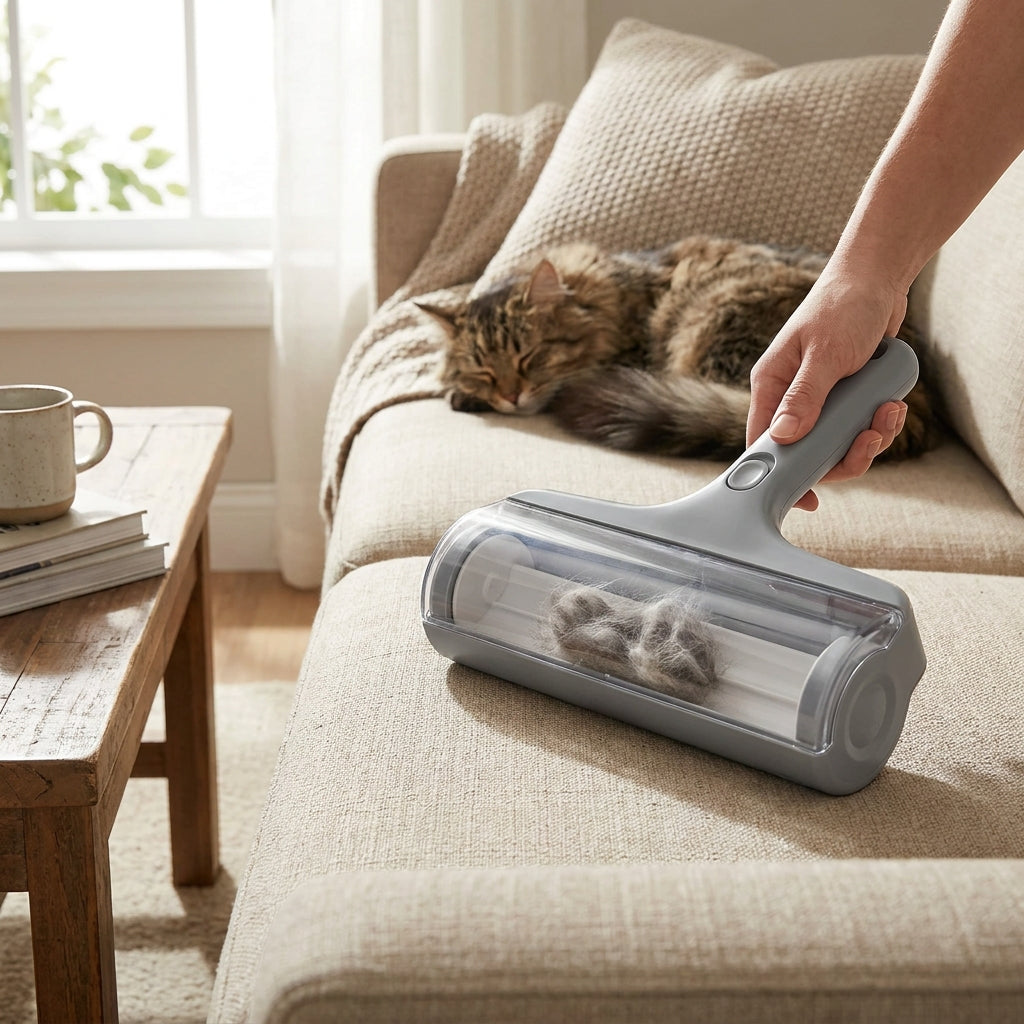 Reusable Pet Hair Remover Roller - Washable Cat Dog Fur Roller, Couch Carpet Furniture Lint Remover, No Sticky Tape Needed, Portable Cleaning Tool