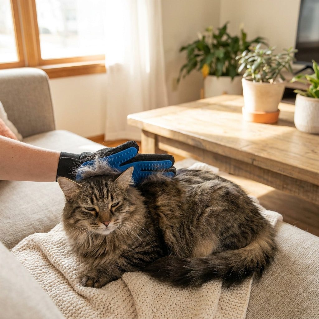 Silicone Pet Grooming Glove - Deshedding Brush for Cats & Dogs, Bath Brush Hair Remover, Gentle Massage Grooming Mitt, Cleans Pet Coat in Minutes