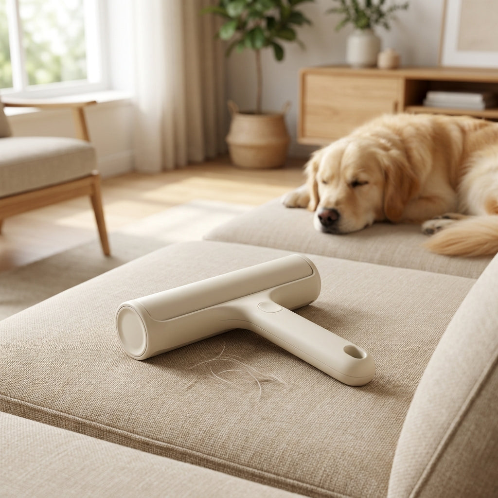 Reusable Pet Hair Remover Roller - No Refills, No Adhesive, Picks Up Dog & Cat Fur from Couch, Carpet, Clothes & Bedding