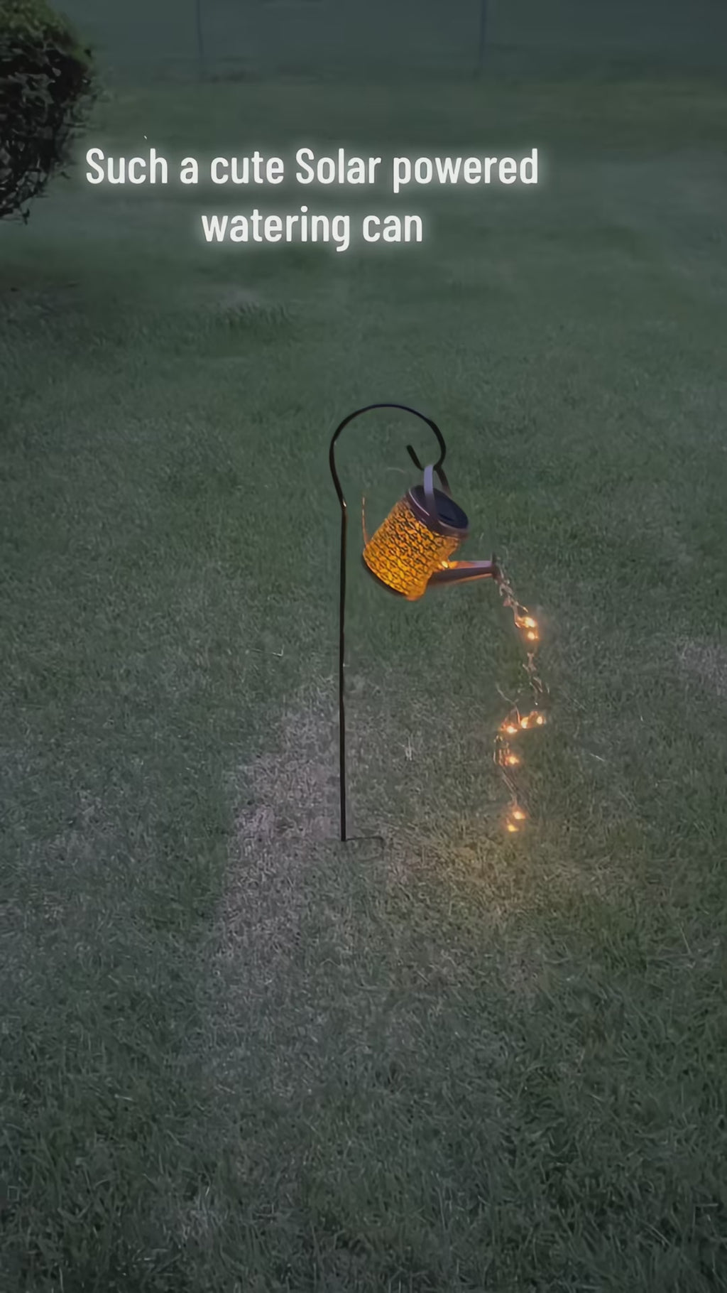 Solar Watering Can Light — Outdoor Garden Decor, Warm White, Waterproof, Hanging — demo video