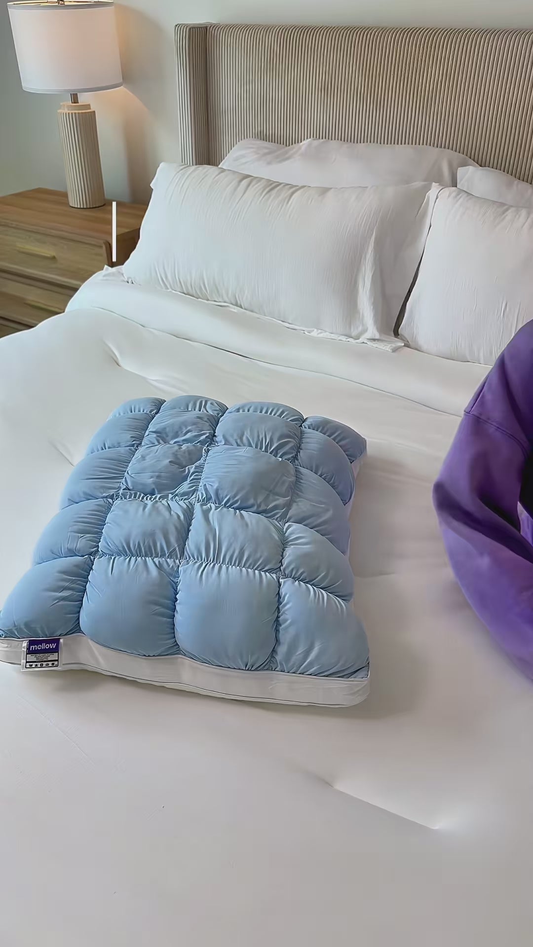 Quilted Bed Pillow — Plush, Comfortable, Hypoallergenic, Cooling, Standard, Quee — demo video