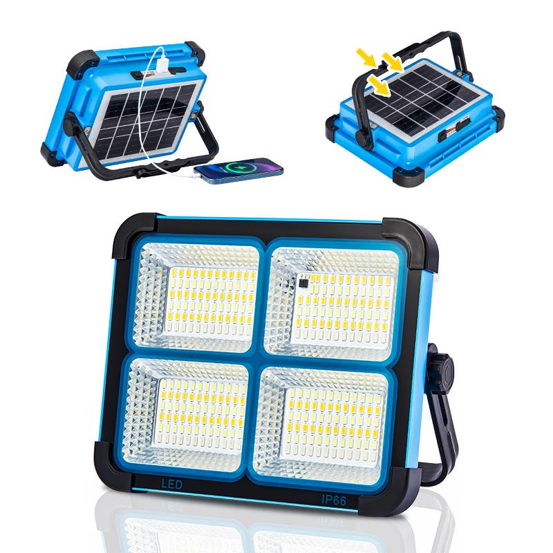 Solar LED Work Light — Portable, Rechargeable, Magnetic Base, IP65 Waterproof, 5 Lighting Modes, USB Charging