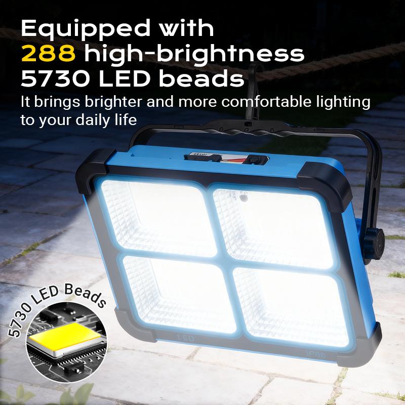Solar LED Work Light — Portable, Rechargeable, Magnetic Base, IP65 Waterproof, 5 Lighting Modes, USB Charging