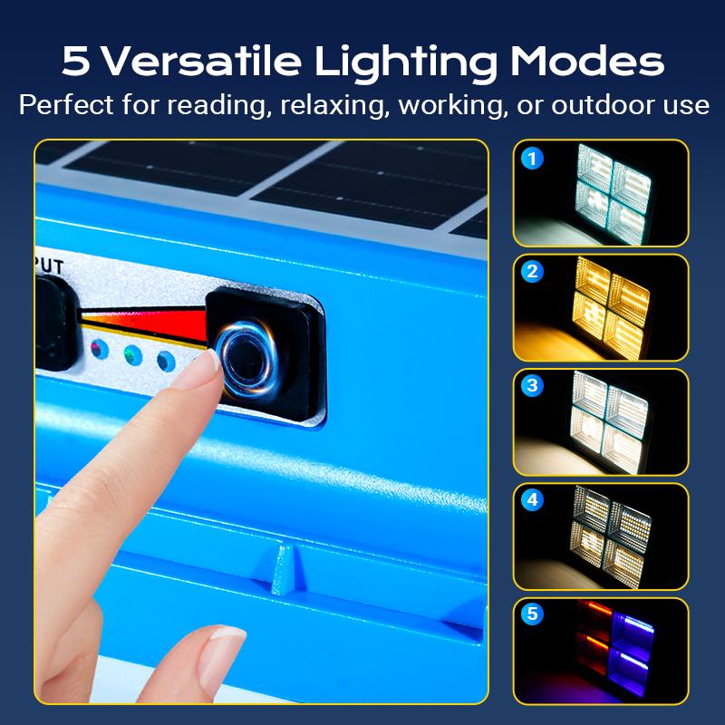 Solar LED Work Light — Portable, Rechargeable, Magnetic Base, IP65 Waterproof, 5 Lighting Modes, USB Charging