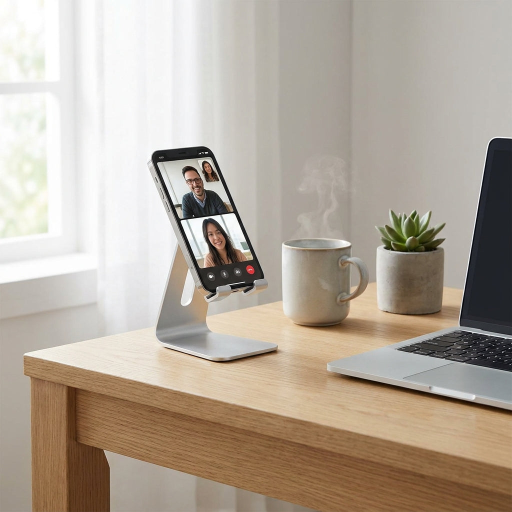 Aluminum Phone & Tablet Desk Stand - Adjustable Foldable Holder for iPhone iPad Galaxy, Anti-Slip Premium Aluminum, Ergonomic Tech Stand