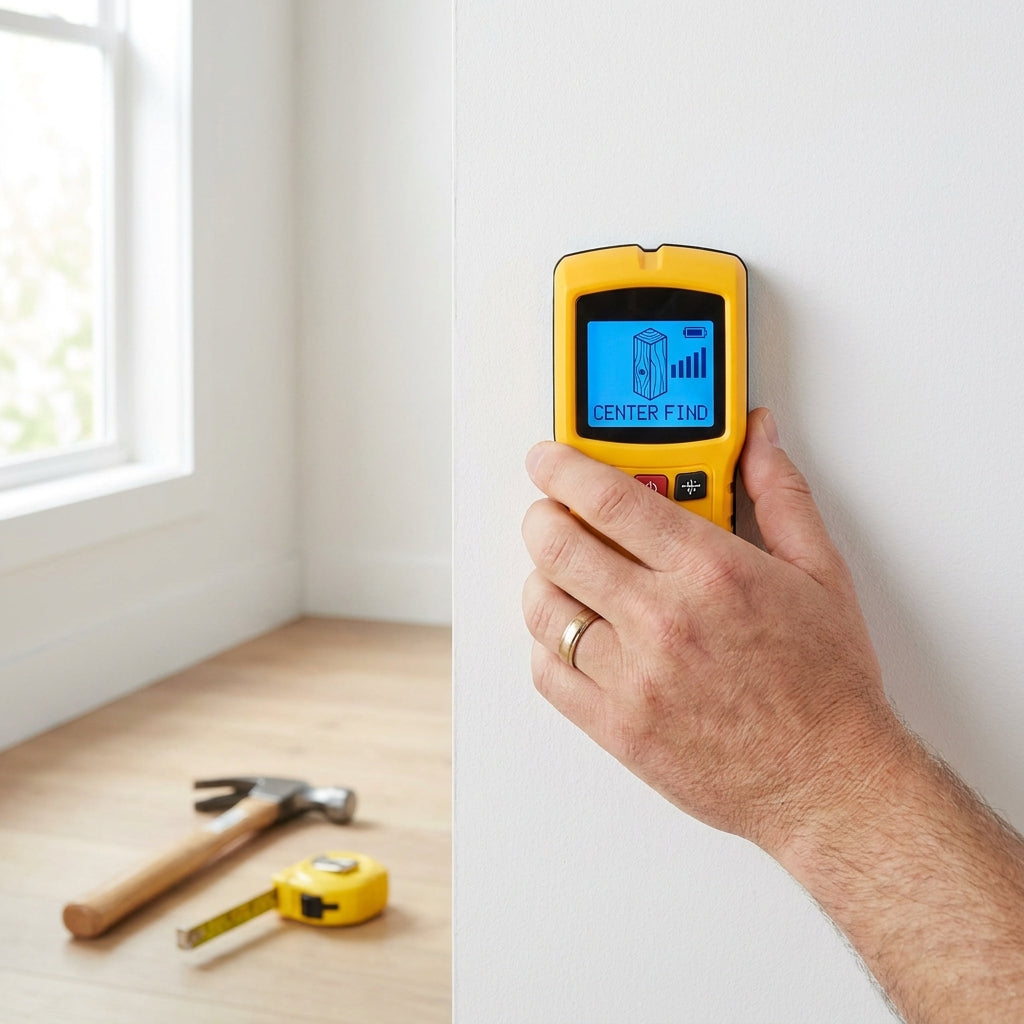 6-in-1 Electronic Stud Finder & Wall Scanner - Detects Wood Studs, Metal, Live AC Wires, Pipes - LCD Display, No Guessing