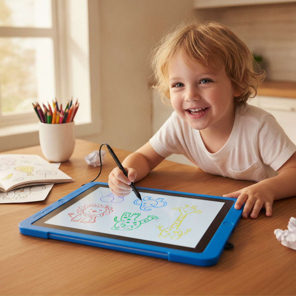 19" LCD Writing & Drawing Tablet for Kids - Educational Reusable Color Sketchpad, No Paper, Battery-Powered Art & Doodle Board